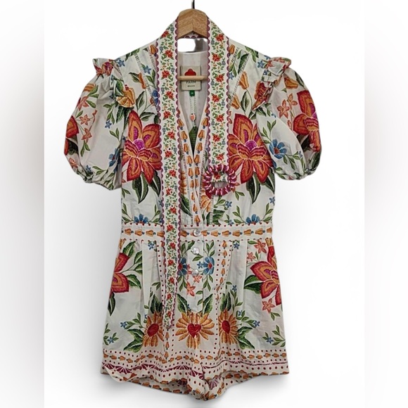 FARM Rio Pants - Farm Rio Floral Romper | Size M | NWT | Belt Included